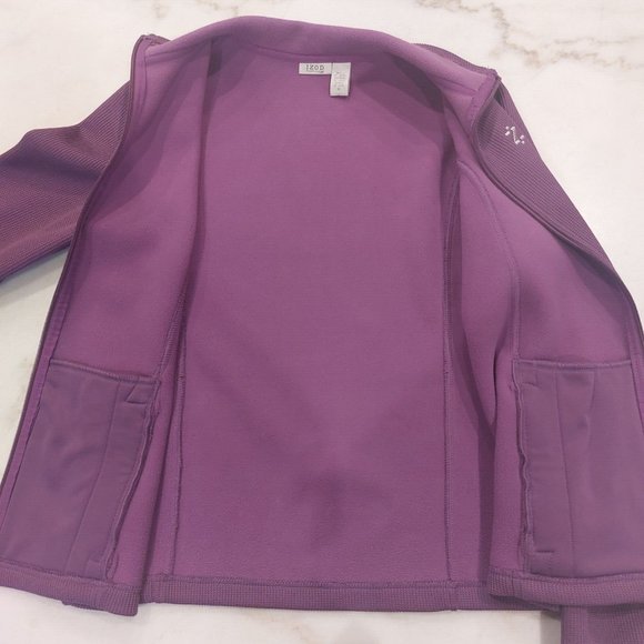 IZOD PERFORMX Purple Stretch Activewear Knit Zip Fleece Lined Jacket Size M - Picture 4 of 9
